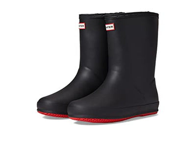 Hunter Little Kids Original First Classic Insulated Rain Boot, Black/Logo Red, 8