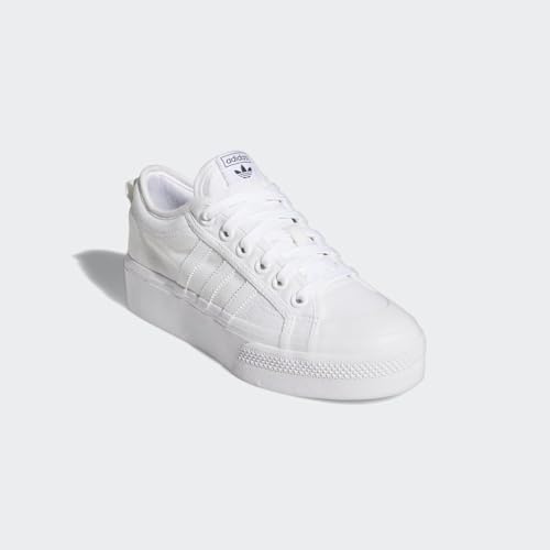 adidas Originals Women's Nizza Platform, White/White/White, 9