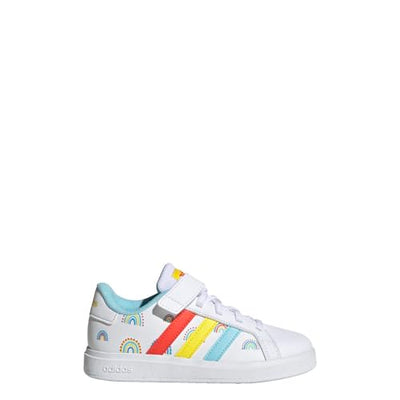 adidas Boy's Grand Court 2.0 (Little Kid/Big Kid) White/Bold Orange/Impact Yellow 1.5 Little Kid M