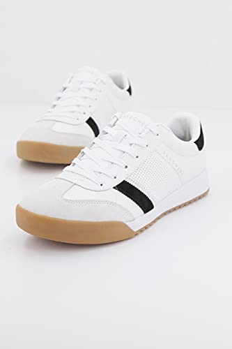 Skechers Men's Low-top Trainers 11 White Leather Black Trim