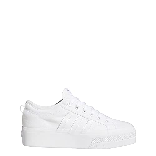 adidas Originals Women's Nizza Platform, White/White/White, 9