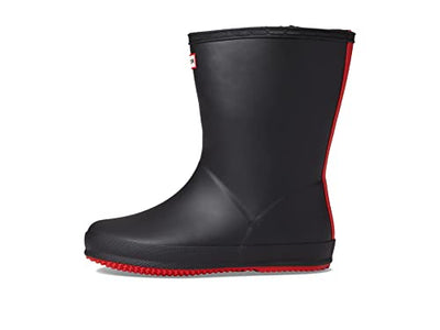 Hunter Little Kids Original First Classic Insulated Rain Boot, Black/Logo Red, 8