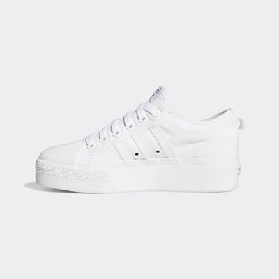 adidas Originals Women's Nizza Platform, White/White/White, 9