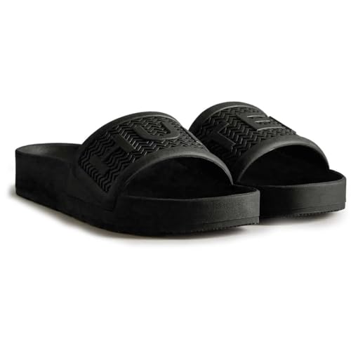 Hunter Bloom Algae Foam Slide Slippers for Men - Synthetic Lining, Slip-On Style, and Open Round Toe Black 11 M