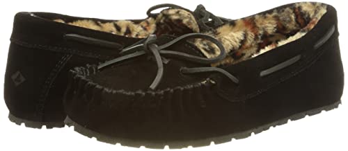 Sperry Women's Junior Trapper Lace-Up Slippers, Black Leopard, 10 M US