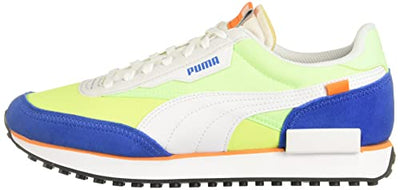 PUMA Men's Future Rider Play On Sneakers Puma White/Fizzy Lime/Puma Royal 8 D - Medium