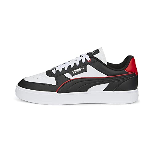 PUMA Mens Caven 2.0 Sneaker, PUMA Mens White-PUMA Mens Black-For All Time Red-PUMA Mens Silver, 11.5