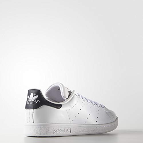 adidas Originals Men's Stan Smith Leather White/Navy Athletic Sneakers, White, Size 8