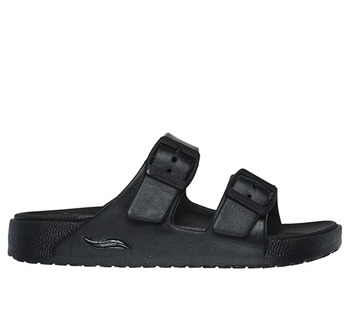 Skechers Women's Double Band Sandal Slide, Black, 8