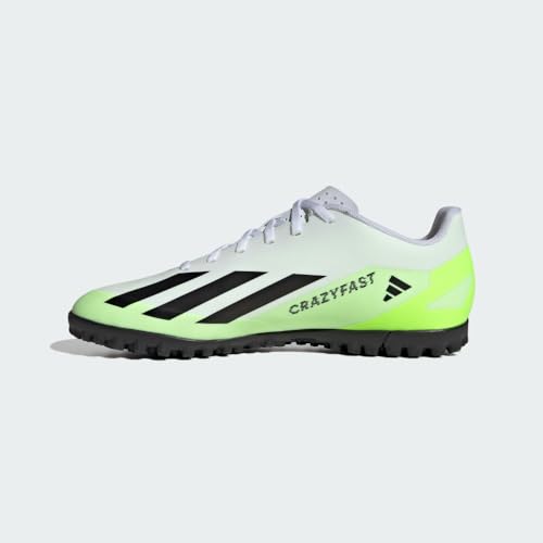 adidas Unisex X Crazyfast.4 Turf Sneaker, White/Core Black/Lucid Lemon, 6.5 US Men