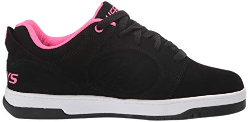 HEELYS Girl's Voyager Tennis Shoe, Black/Pink, 2 M US Big Kid