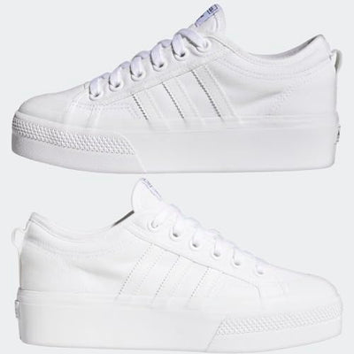 adidas Originals Women's Nizza Platform, White/White/White, 9