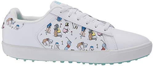 Skechers Men's Women's Go Drive Dogs at Play Spikeless Golf Shoe, White/Blue, 9