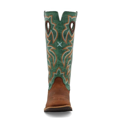 Twisted X Kid's Buckaroo, New Wide Square Toe, Cognac & Turquoise, 4 M