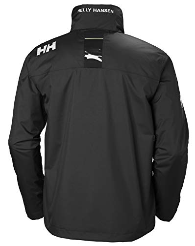 Helly Hansen Men's Crew Hooded Midlayer Fleece Lined Waterproof Raincoat Jacket, 990 Black, Medium