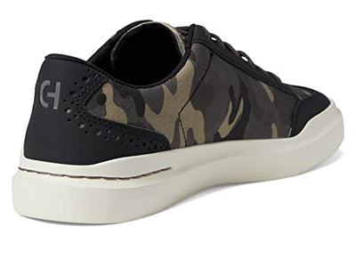 Cole Haan Grandpro Rally Canvas T-Toe Sneakers for Men - Canvas Upper - Textile Lining - T-Toe Design Black/Dark Pavement Camo 7.5 D - Medium