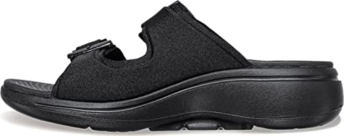 Skechers Go Walk Arch Fit Double Band Buckle Slide Black 6 B (M)