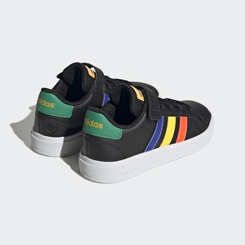 adidas Boy's Grand Court 2.0 EL (Little Kid/Big Kid) Core Black/Lucid Blue/Court Green 12 Little Kid M