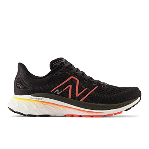 New Balance Men's Fresh Foam 860 V13 Running Shoe, Black/Neon Dragonfly, 16 Medium