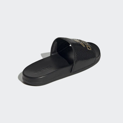 adidas Women's Adilette Comfort Slide Sandal 7 Black/Gold Metallic/Black