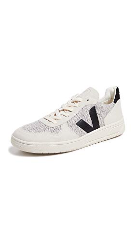 Veja Men's V-10 Flannel Sneakers, Snow/Black, 7.5-8 Medium US