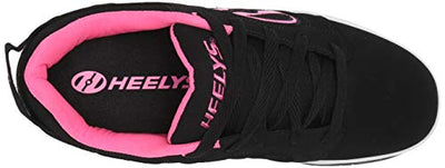 HEELYS Girl's Voyager Tennis Shoe, Black/Pink, 2 M US Big Kid