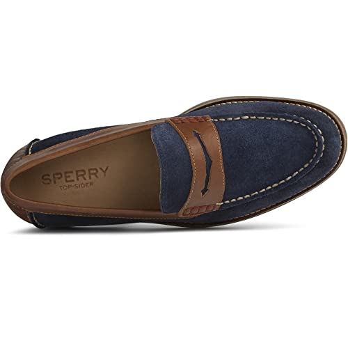 Sperry Mens Topsfield Penny Loafer, Navy/Brown, 11.5