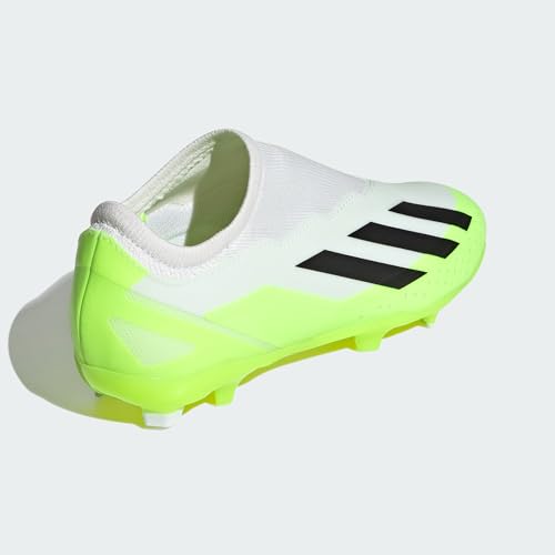 adidas X Crazyfast.3 Firm Ground Sneaker, White/Core Black/Lucid Lemon, 4.5 US Unisex Big Kid