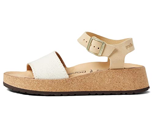 Birkenstock Papillio Glenda Platform Sandal Natural/Almond Canvas/Suede EU 39 (US Women's 8-8.5) Narrow