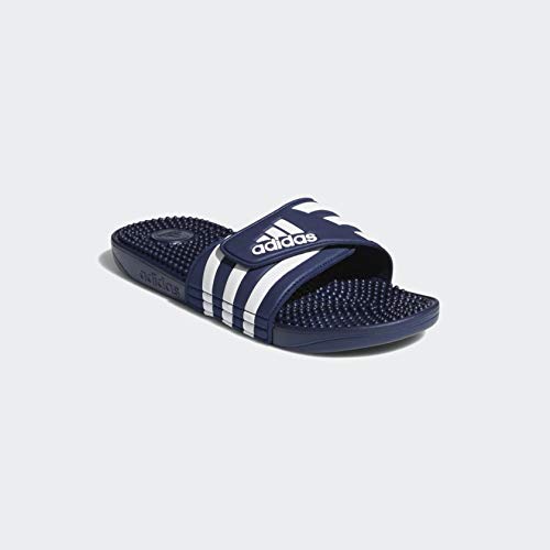 adidas Unisex Adissage Slides Sandal, Dark Blue/White/Dark Blue, 8 US Men