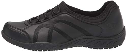 Skechers Women's Slip on Bungee Gore Food Service Shoe, Black, 8.5