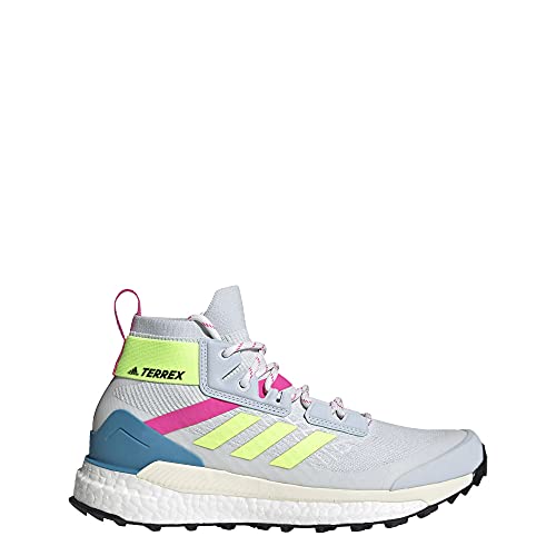 adidas Women's Terrex Free Hiker Primeblue Hiking Shoe, Halo Blue/Yellow/Screaming Pink - 9.5 M