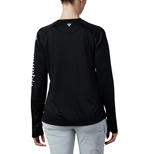 Columbia Women’s PFG Tidal Tee™ II Long Sleeve Shirt, Black, Cirrus Grey Logo, Medium