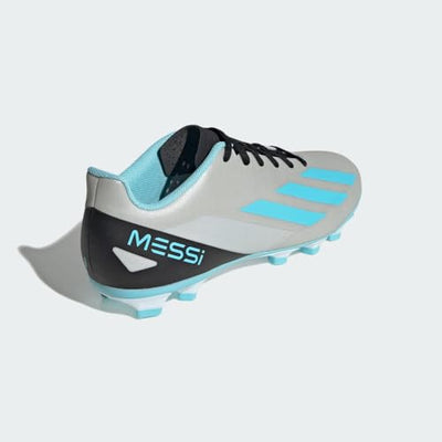 adidas Unisex X Crazyfast Messi.4 Firm Ground Sneaker, Silver Metallic/Bliss Blue/Core Black, 7 US Men