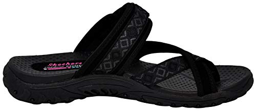 Skechers womens Reggae - Trailway Flip-Slop Sandals,black,8 M US