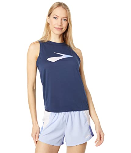 Brooks Distance Graphic Tank Blue Depths/Run Path LG (Women's 12-14)