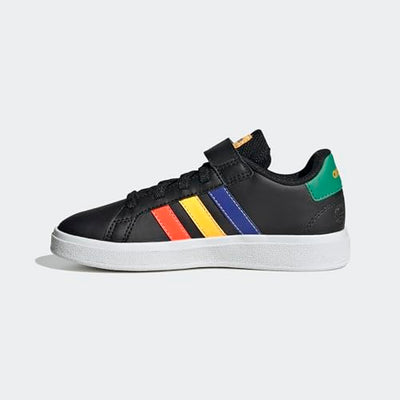 adidas Boy's Grand Court 2.0 EL (Little Kid/Big Kid) Core Black/Lucid Blue/Court Green 12 Little Kid M