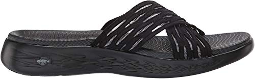 Skechers womens On-the-go 600 Sunrise Slide Sandal, Black, 10 US