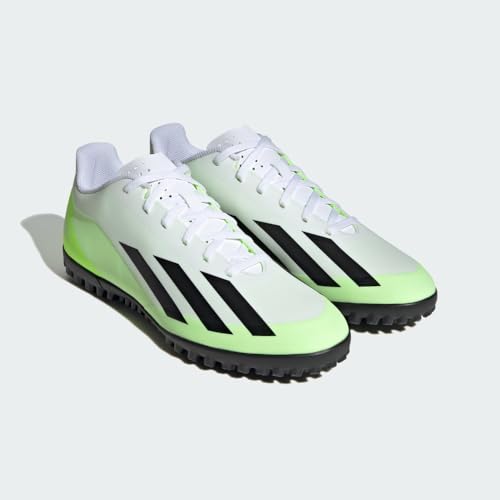 adidas Unisex X Crazyfast.4 Turf Sneaker, White/Core Black/Lucid Lemon, 6.5 US Men