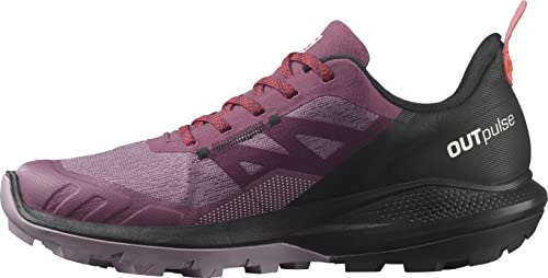 Salomon Women's OUTPULSE Gore-Tex Hiking Shoes for Women, Tulipwood/Black/Poppy Red, 8