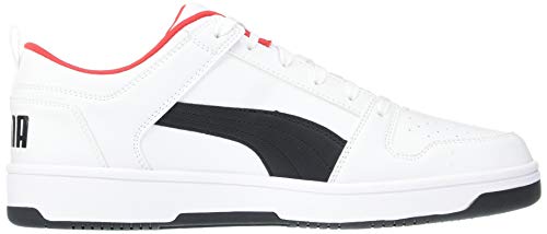 PUMA Men's Rebound Layup Wide Sneaker, White Black-High Risk Red