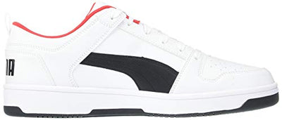 PUMA Men's Rebound Layup Wide Sneaker, White Black-High Risk Red