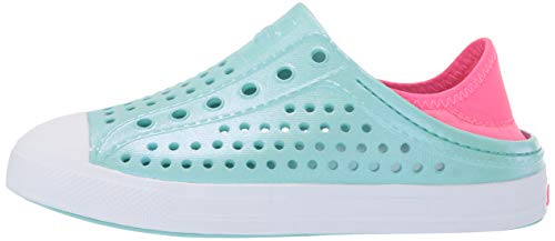 Skechers Girl's Foamies Guzman Steps - Shimmer Sweet slide Sandal, Turquoise/Pink, 5 Little Kid