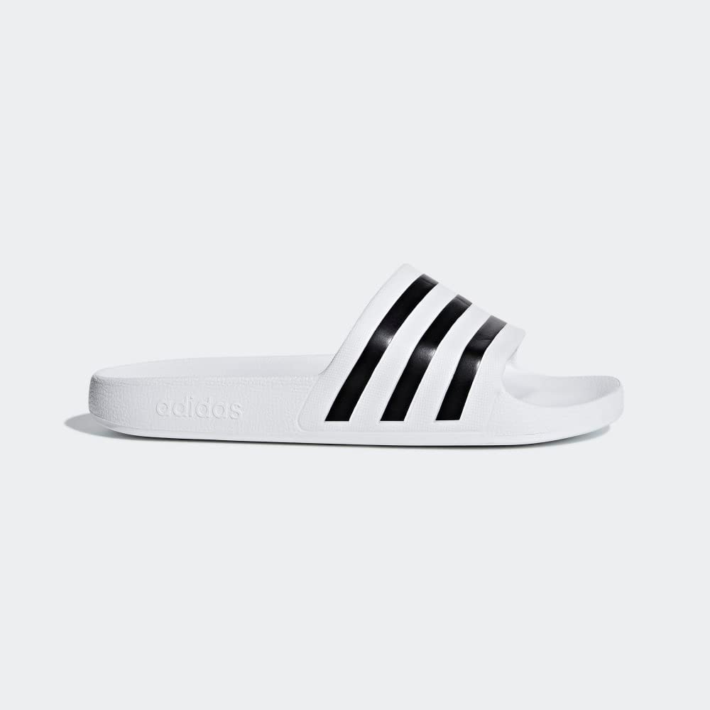 adidas unisex adult Adilette Aqua Slide Sandal, White/Core Black/White, 5 Women Men US