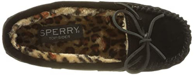 Sperry Women's Junior Trapper Lace-Up Slippers, Black Leopard, 10 M US