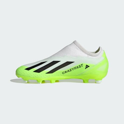 adidas X Crazyfast.3 Firm Ground Sneaker, White/Core Black/Lucid Lemon, 4.5 US Unisex Big Kid