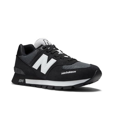 New Balance Classics 574D Rugged Sneakers for Men - Low Top Silhouette and Breathable Textile Lining Black/White 12 D - Medium