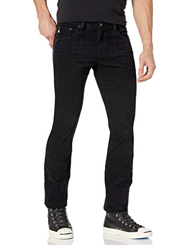 AG Jeans Men's Matchbox Slim Straight Leg Corduroy Pant, True Black, 28W X 34L