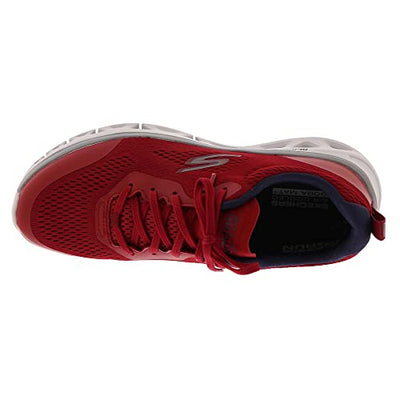 Skechers Men's Walking Sneaker, Red and Navy Textile Synthetic, 10.5