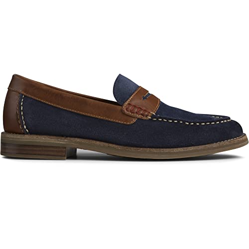 Sperry Mens Topsfield Penny Loafer, Navy/Brown, 11.5